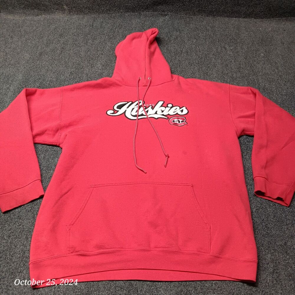 VTG SCSU‎ Huskies Hoodie Adult Large Red Embroidered Logo Sweatshirt